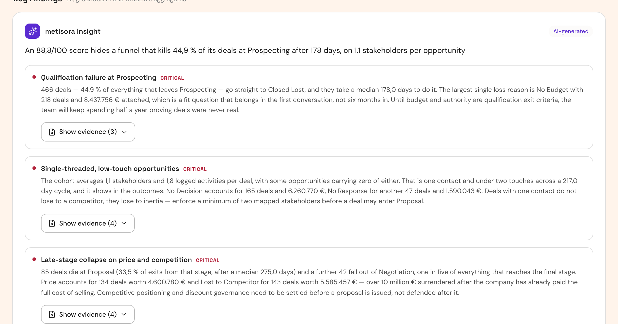 Key Findings written by metisora, each linked to the records behind it